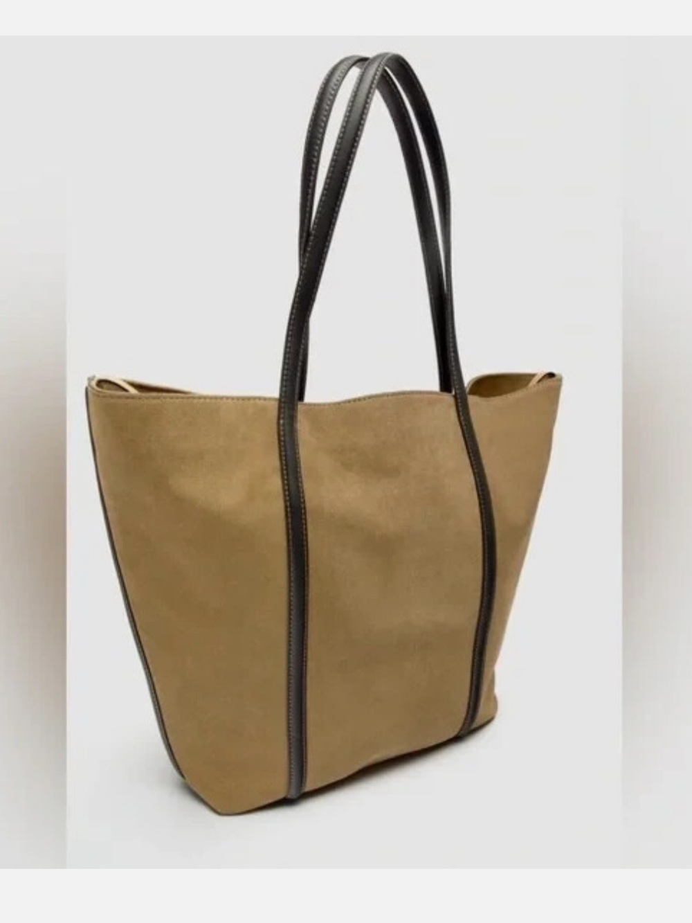 Zara Suede Tote Bag with Leather Handles - Picture 4 of 16